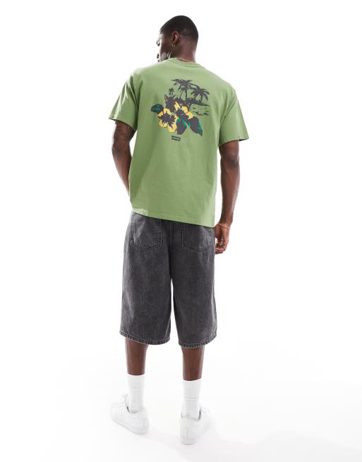 Levi's central floral badge logo print vintage fit t-shirt in green, 3 of 4
