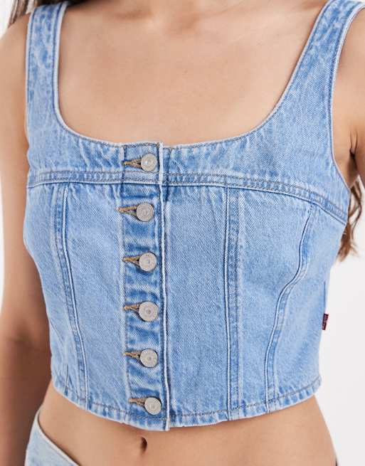 Levi's - chaleco vaquero corto Audra en azul claro, 3 de 4