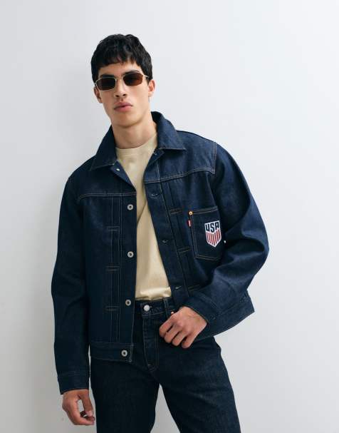 Levi's - Chaqueta vaquera con lavado oscuro y bordado en la espalda "USA" - view 1