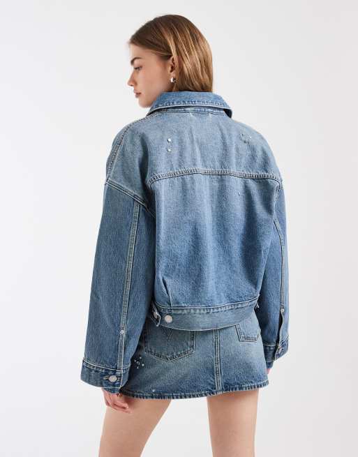 Levi's - chaqueta vaquera corta adornada azul de conjunto, 4 de 4
