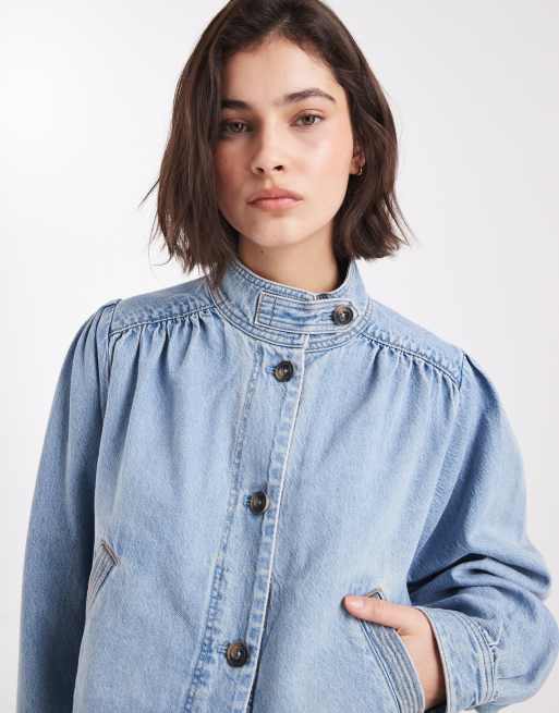 Levi's - chaqueta vaquera corta con cuello alzado en azul claro, 2 de 4
