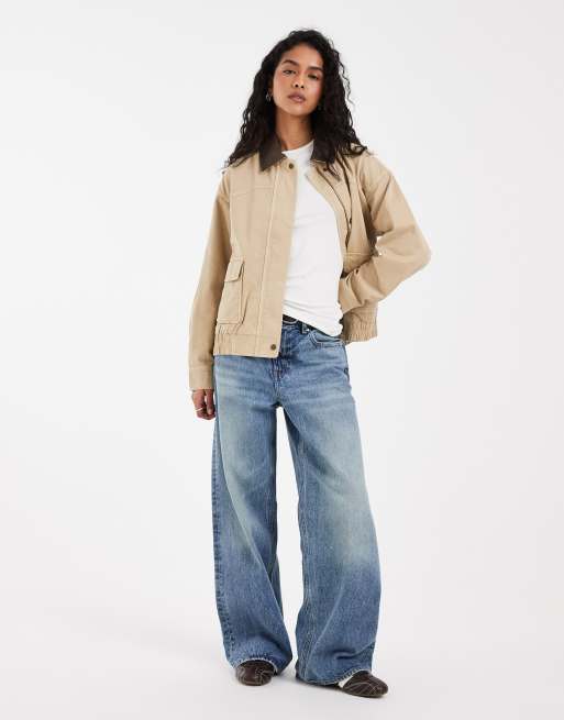 Levi's - chaqueta western dad Winnie con cuello en contraste en beige, 2 de 4