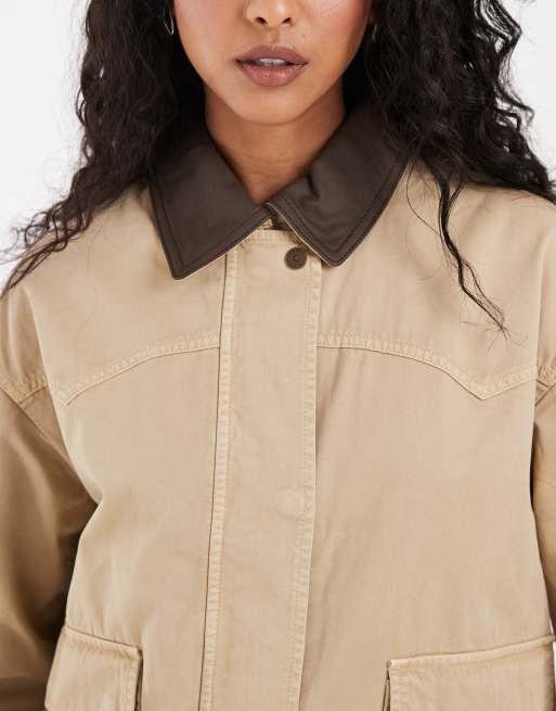 Levi's - chaqueta western dad Winnie con cuello en contraste en beige, 3 de 4