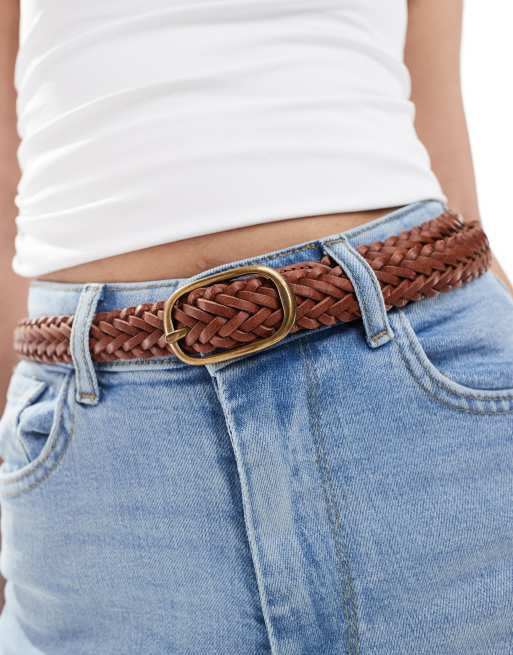 Levi's - Charlie - Gevlochten riem met gouden gesp in lichtbruin