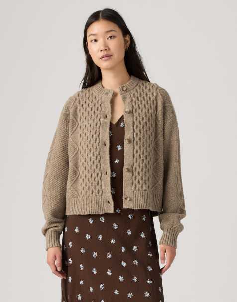 Levi's Charlotte crewneck cardigan in beige - view 1