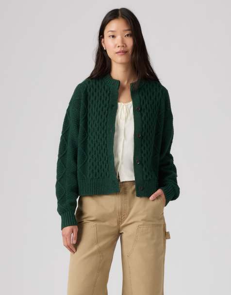 Levi's Charlotte crewneck cardigan in green - view 1