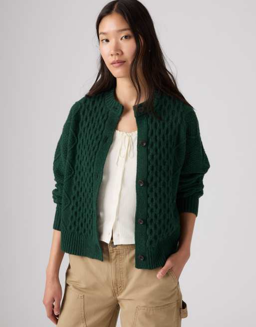 Levi's Charlotte crewneck cardigan in green, 4 of 4