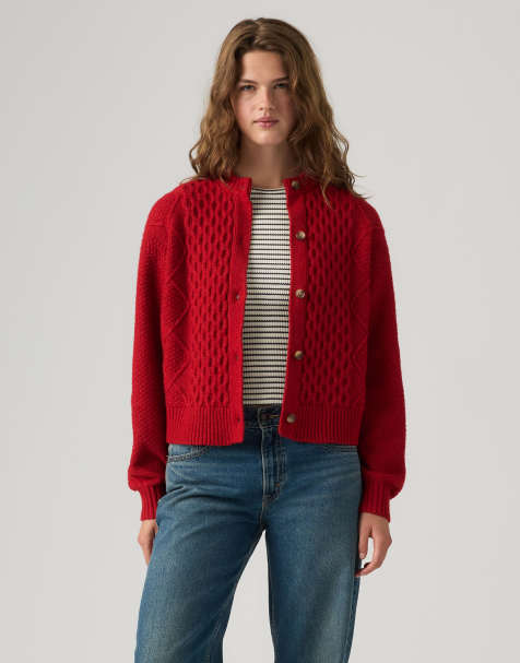 Levi's Charlotte crewneck cardigan in red