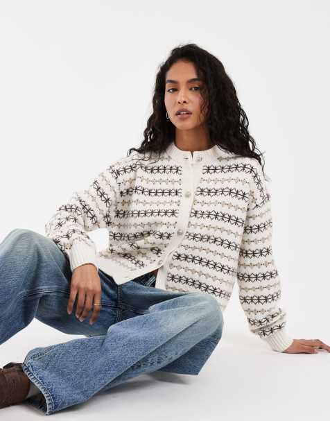 Levi's charlotte knitted striped cardigan in white - view 1