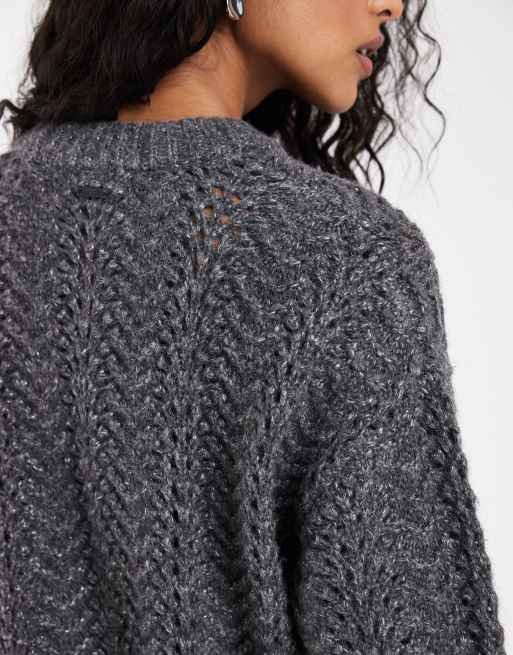 Levi's Charlotte pointelle gebreide trui in grijs, 3 van 4