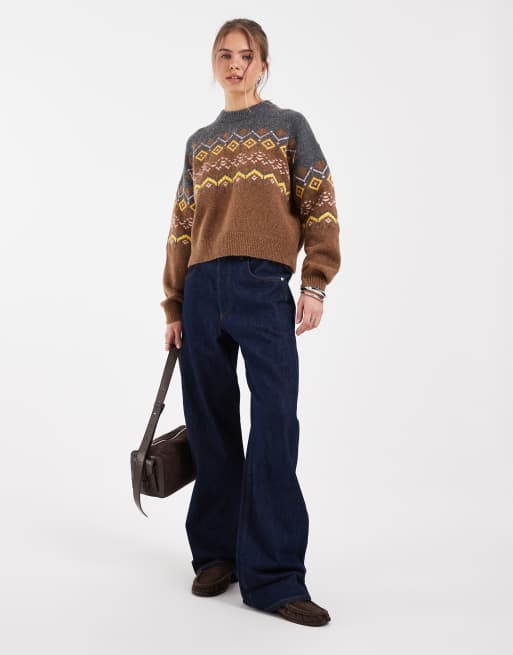 Levi's Charlotte pull en maille Fair Isle camel, 2 de 4