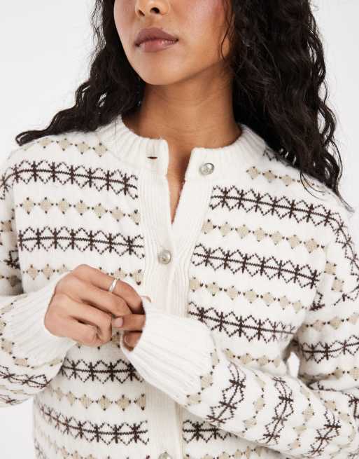 Levi's Charlotte stribet strikket cardigan i hvid, 3 af 4