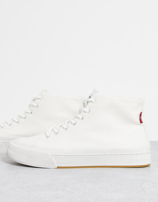 Levi s Chaussures montantes en toile avec tiquette logo Blanc