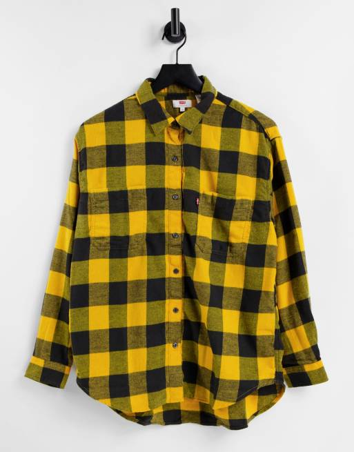 Levis yellow check shirt new arrivals