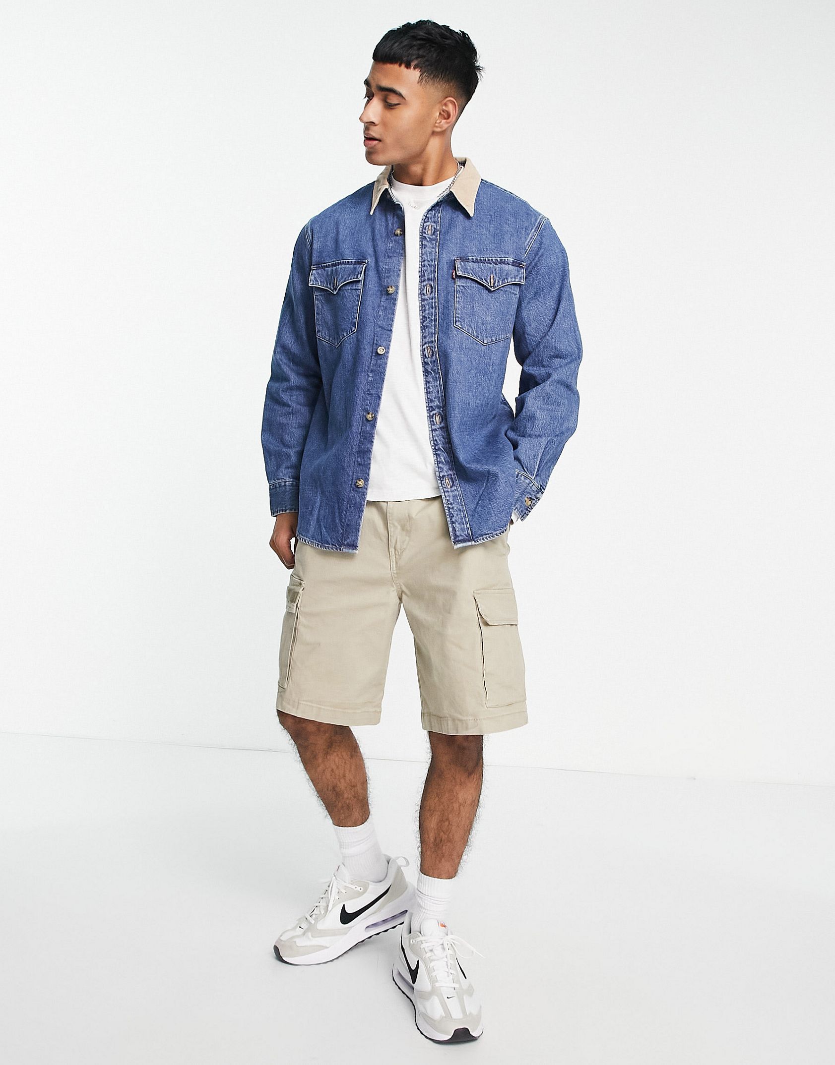 Levi's denim shirt in blue wash with cord collared -  Price Checker