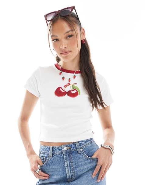 Levi's cherry print t-shirt in white - view 1