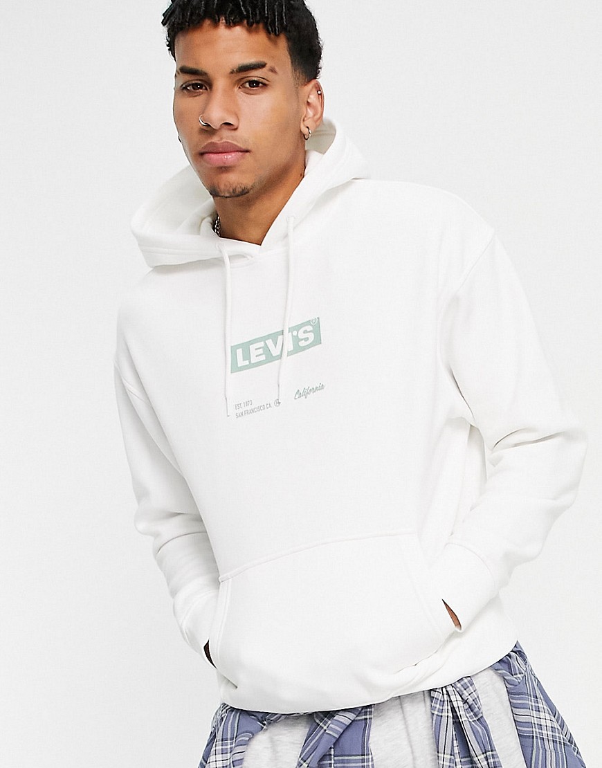 Levi's chest boxtab logo relaxed fit hoodie in white
