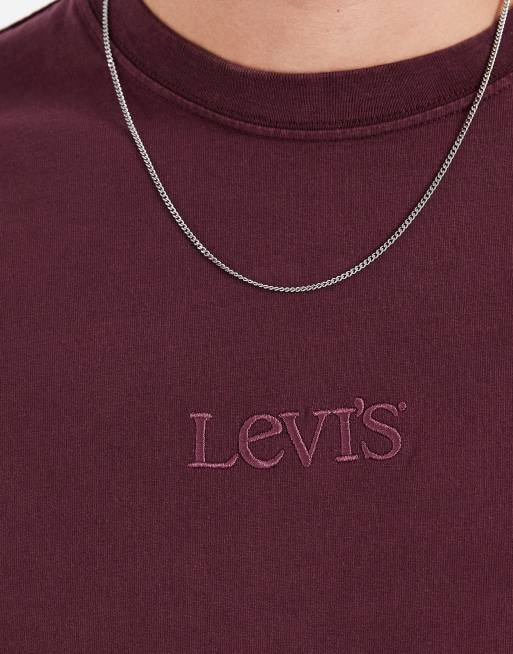 Levi's chest logo t-shirt in burgundy, 3 of 5