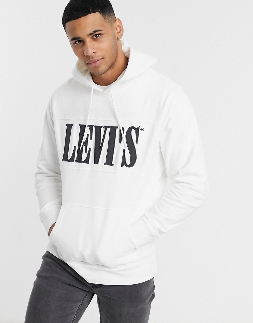 Levi's chest panel logo hoodie in white/ forged iron