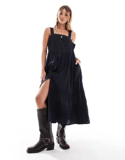Levi's – Cici – Czarna bawełniana sukienka midi bez rękawów