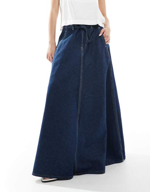Levi's – Ciemnoniebieska spódnica jeansowa midi, 5 z 5