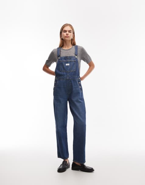 Levi's – Ciemnoniebieskie ogrodniczki jeansowe w stylu vintage - view 1