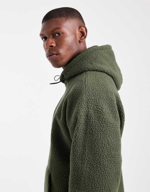 Levi's – Ciemnozielona bluza z kapturem z kożuszka z logo, 3 z 5