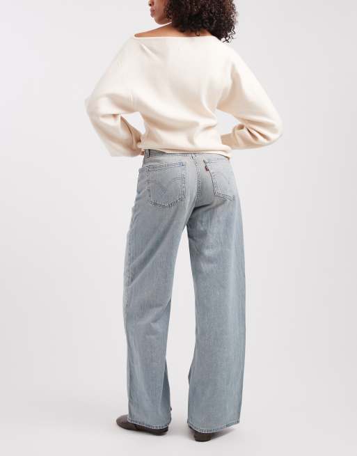 Levi's cinch baggy denim jeans in acid wash blue, 3 of 5