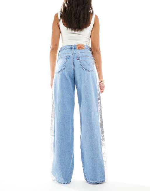 Levi's cinch baggy denimjeans med foliepaneel i ljus tvätt, 2 av 5