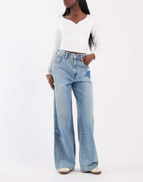 Levi's cinch baggy patchwork denim jeans in light wash - view 1