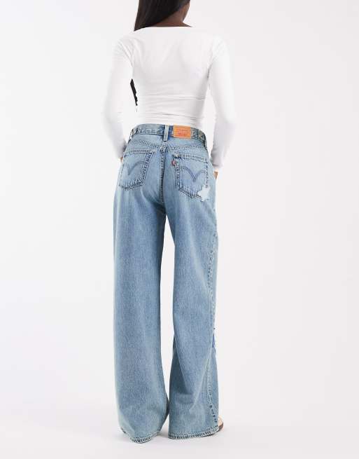 Levi's cinch baggy patchwork denim jeans in light wash, 3 of 5