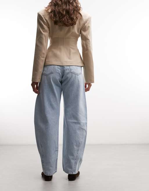 Levi's - Cinch Barrel - Jeans bombati lavaggio candeggiato stretti in vita, 5 di 5