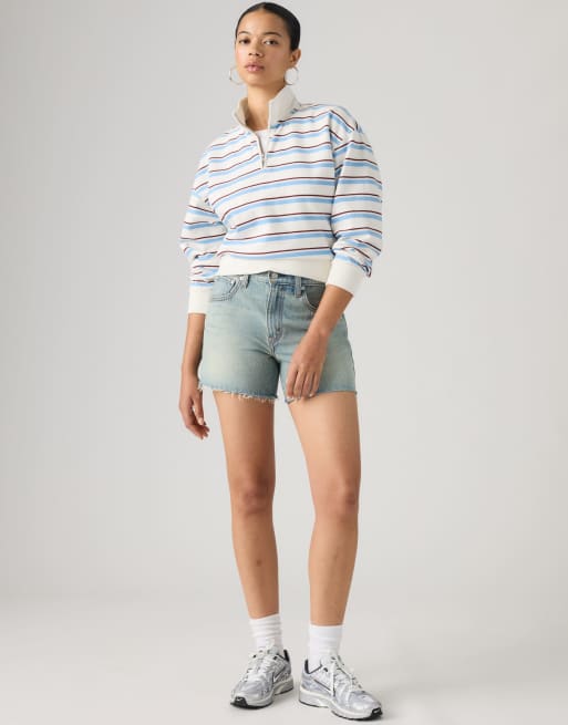 Levi's Cinch mid-thigh shorts in blue, 3 of 4