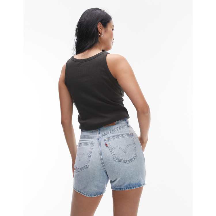 Levi's cinch waist mid-thigh denim shorts in light wash | ASOS