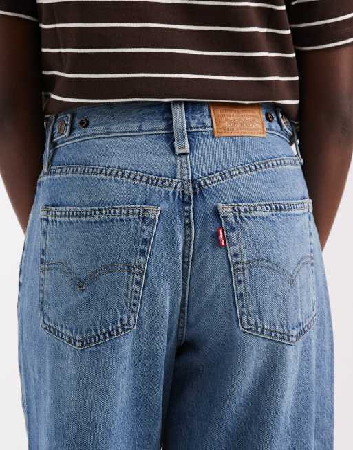 Levi's cinch wide leg jeans in mid blue, 4 of 5