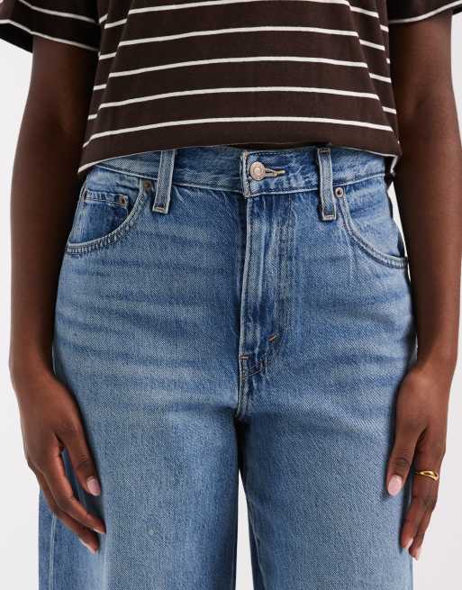 Levi's cinch wide leg jeans in mid blue, 5 of 5
