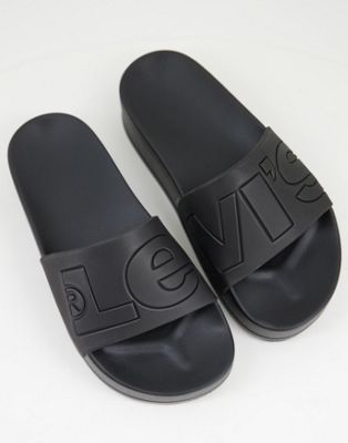 Marques de designers Levi's - Claquettes à logo et semelle plateforme - Noir