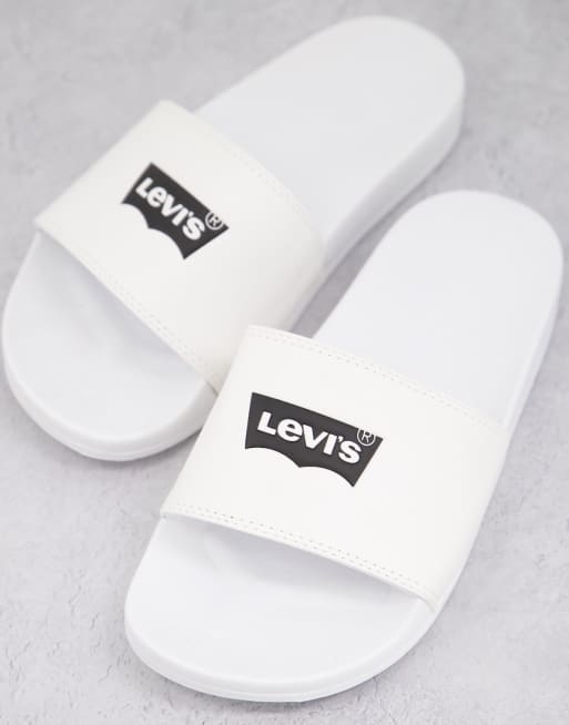 Levi s Claquettes avec logo de la marque Blanc