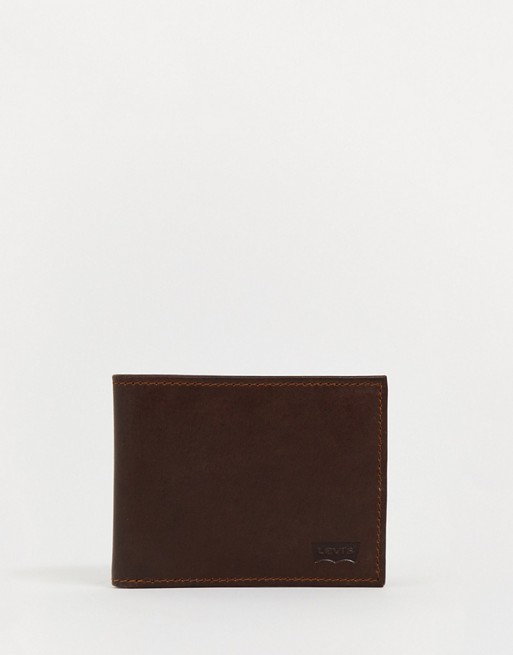 Levi's Classic Batwing logo bifold wallet in dark brown