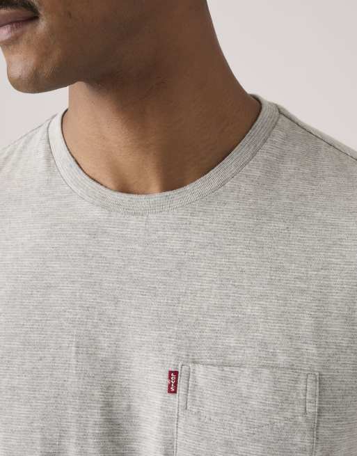 Levi's – Classic – Baumwoll-T-Shirt in Grau mit Brusttasche, 2 von 4