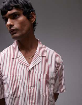 Levi's - Classic Camper - Chemise rayée à manches courtes avec col à revers - Rouge