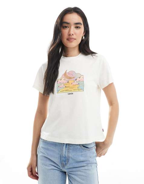 Levi's - Classic - Hvid T-shirt med månegrafik - view 1