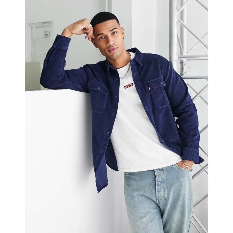 Levi's Classic Worker shirt in navy with pocket and red tab logo | ASOS