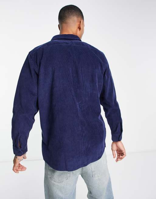 Levi's Classic Worker shirt in navy with pocket and red tab logo, 3 of 4