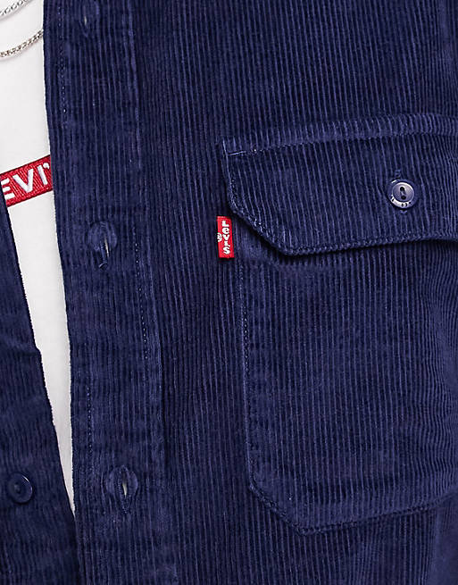 Levi's Classic Worker shirt in navy with pocket and red tab logo | ASOS