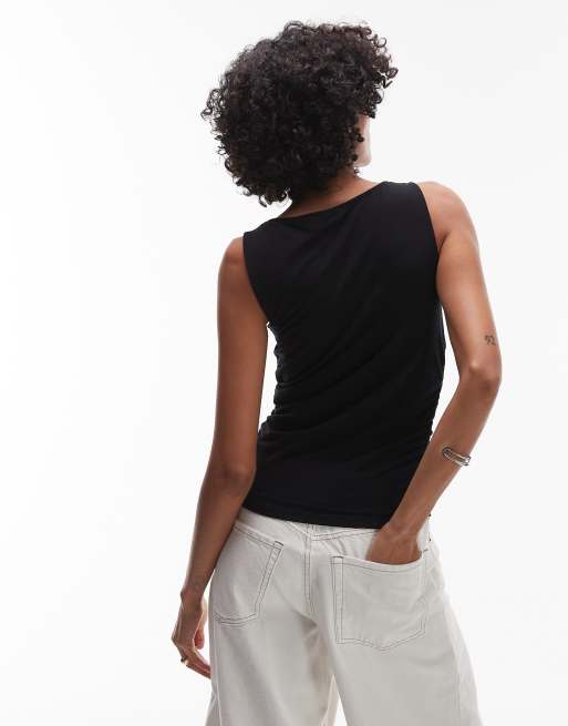 Levi's Clea ruched cowl neck tank in black, 2 of 4