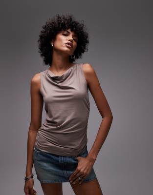Levi's Clea Ruched Cowl Tank In Brown