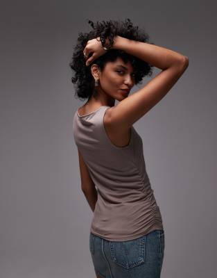 Levi's Clea Ruched Cowl Tank In Brown