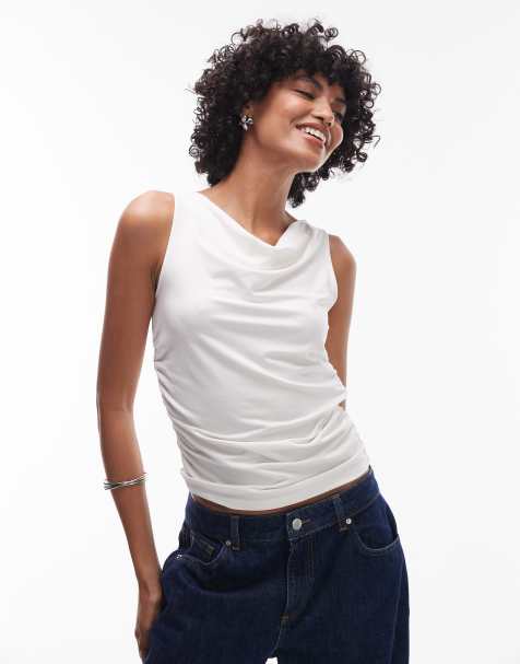 Levi's - Clea - Top senza maniche bianco con scollo ad anello e arricciature - view 1