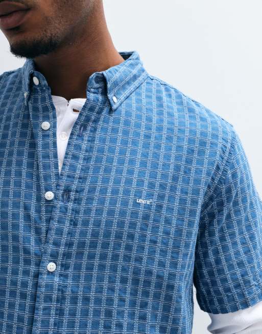Levi's co-ord authetic micro check shirt in blue, 2 of 5